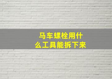 马车螺栓用什么工具能拆下来