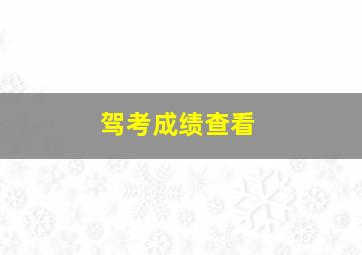 驾考成绩查看