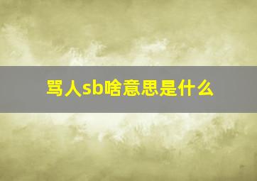 骂人sb啥意思是什么