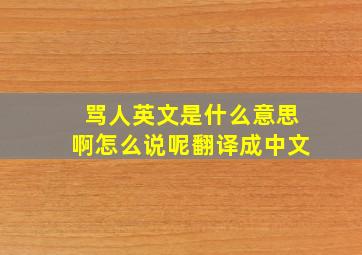 骂人英文是什么意思啊怎么说呢翻译成中文