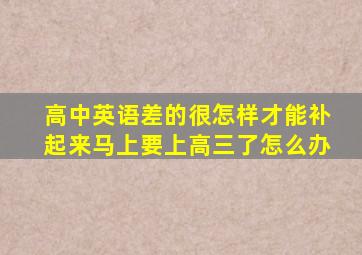 高中英语差的很怎样才能补起来马上要上高三了怎么办