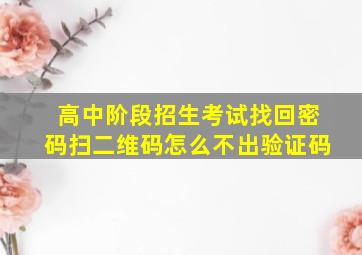 高中阶段招生考试找回密码扫二维码怎么不出验证码