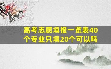 高考志愿填报一览表40个专业只填20个可以吗