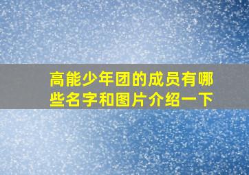 高能少年团的成员有哪些名字和图片介绍一下