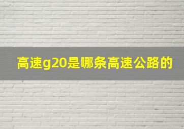 高速g20是哪条高速公路的