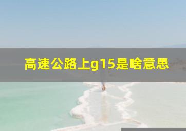 高速公路上g15是啥意思