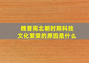 魏晋南北朝时期科技文化繁荣的原因是什么