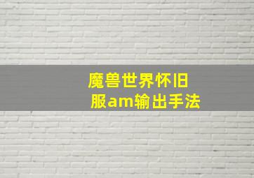 魔兽世界怀旧服am输出手法