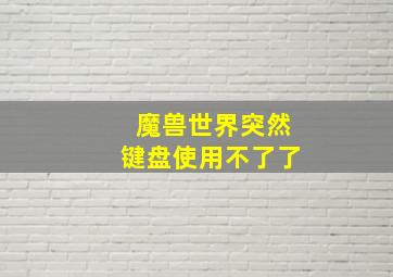 魔兽世界突然键盘使用不了了