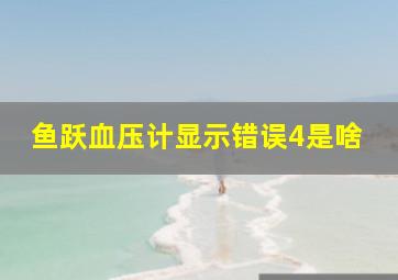 鱼跃血压计显示错误4是啥