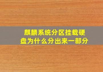 麒麟系统分区挂载硬盘为什么分出来一部分