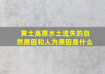 黄土高原水土流失的自然原因和人为原因是什么