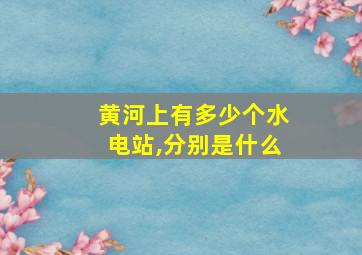 黄河上有多少个水电站,分别是什么