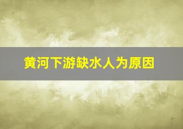 黄河下游缺水人为原因