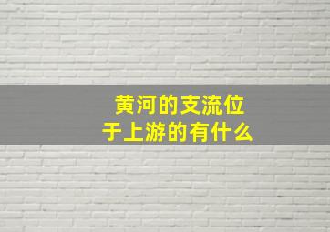 黄河的支流位于上游的有什么