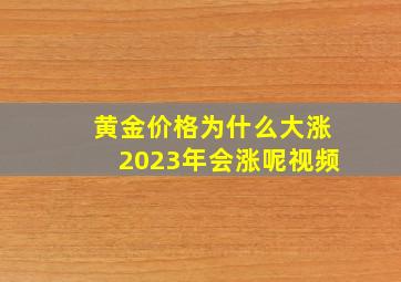 黄金价格为什么大涨2023年会涨呢视频