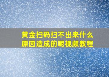 黄金扫码扫不出来什么原因造成的呢视频教程