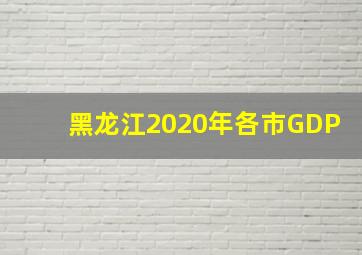 黑龙江2020年各市GDP