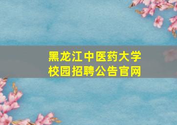 黑龙江中医药大学校园招聘公告官网