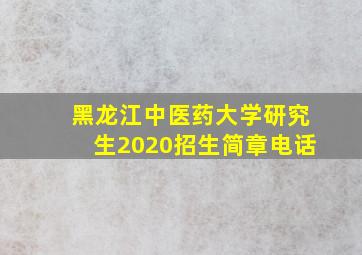 黑龙江中医药大学研究生2020招生简章电话