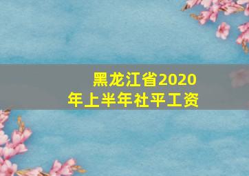 黑龙江省2020年上半年社平工资