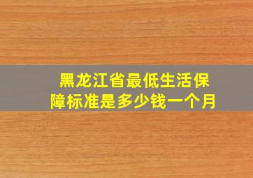 黑龙江省最低生活保障标准是多少钱一个月