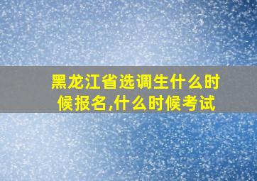 黑龙江省选调生什么时候报名,什么时候考试