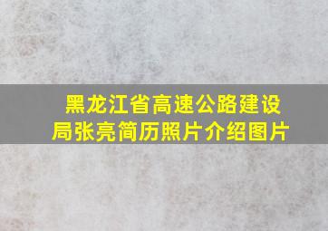 黑龙江省高速公路建设局张亮简历照片介绍图片