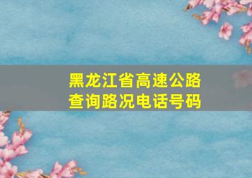 黑龙江省高速公路查询路况电话号码