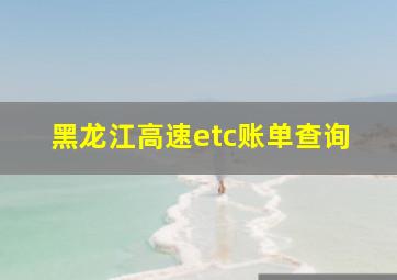 黑龙江高速etc账单查询