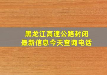 黑龙江高速公路封闭最新信息今天查询电话