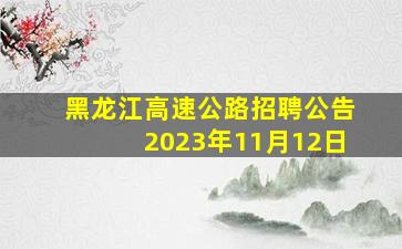 黑龙江高速公路招聘公告2023年11月12日