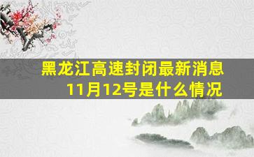 黑龙江高速封闭最新消息11月12号是什么情况