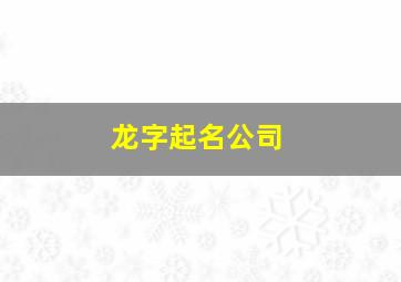 龙字起名公司