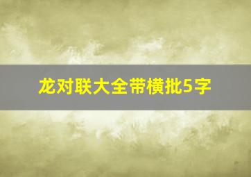 龙对联大全带横批5字