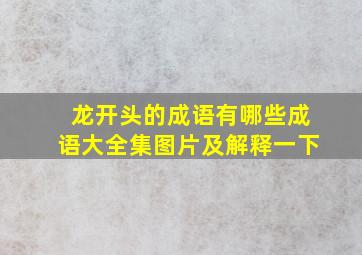 龙开头的成语有哪些成语大全集图片及解释一下