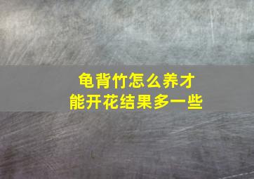 龟背竹怎么养才能开花结果多一些