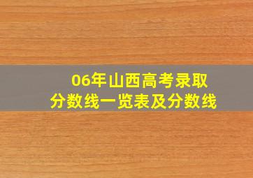 06年山西高考录取分数线一览表及分数线