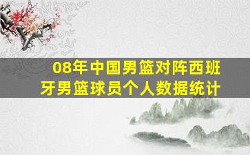 08年中国男篮对阵西班牙男篮球员个人数据统计