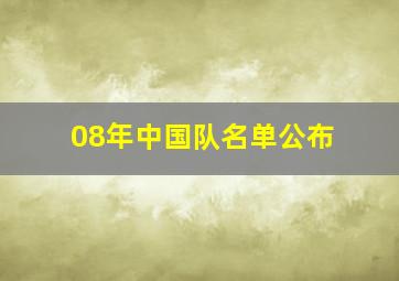 08年中国队名单公布