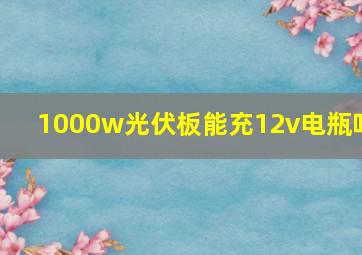 1000w光伏板能充12v电瓶吗