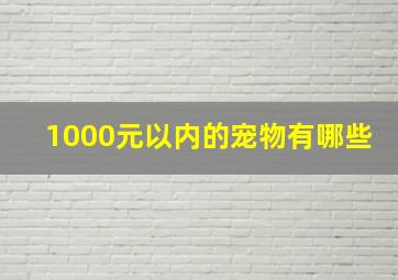 1000元以内的宠物有哪些