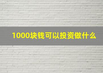 1000块钱可以投资做什么