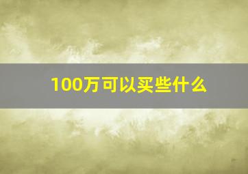 100万可以买些什么