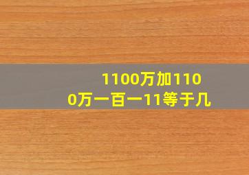 1100万加1100万一百一11等于几