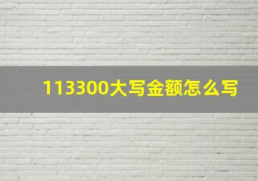 113300大写金额怎么写