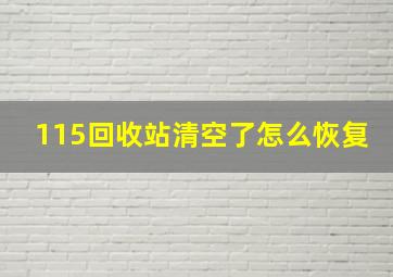 115回收站清空了怎么恢复