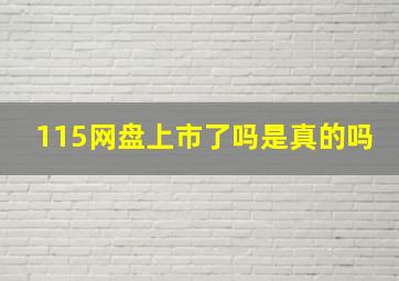 115网盘上市了吗是真的吗