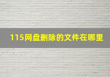 115网盘删除的文件在哪里