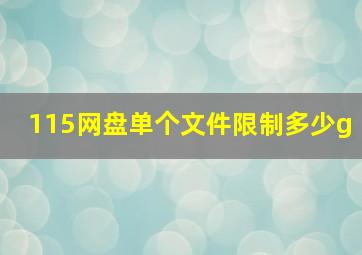 115网盘单个文件限制多少g